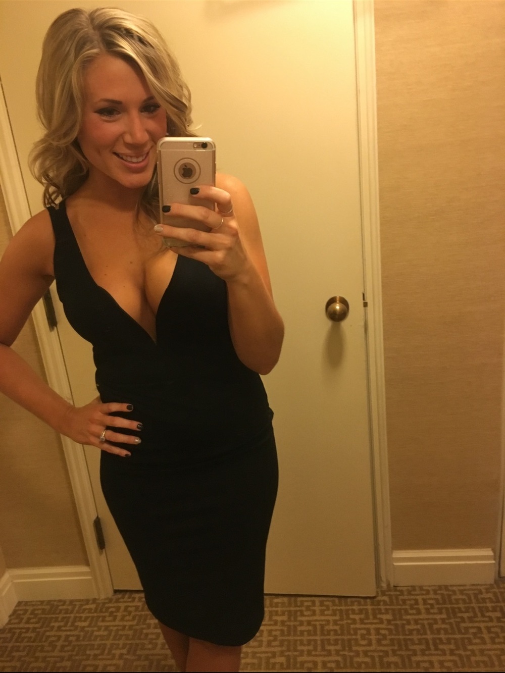 Lulu's Black V-Neck Midi Bodycon Dress